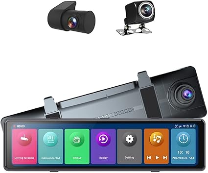 Dash Camera–3 Cameras Dash Cam 12in 2.5K Clear Car Rearview Mirror BT Car Video Recording Camcorder Touched Screen Car Camera Recorder to Driving Recorder Dash Camera--3 Cameras Dash Cam 12in 2.5K Clear Car Rearview Mirror BT Car Video Recording Camcorder Touched Screen Car Camera Recorder to Driving Recorder