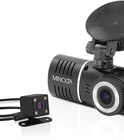 Dash Camera-Minolta-Minolta MNCD245T 3-Channel 1080p Car Camcorder w/2.45″ LCD & Rear Camera