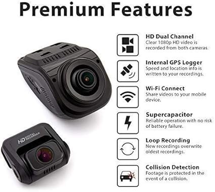 Dash Camera-REXING-Rexing V1P Pro Dual 1080p Full HD Front and Rear 170° Wide Angle Wi-Fi Car Dash Cam with Built-in GPS Logger- Supercapacitor 2 Dash Camera-REXING-Rexing V1P Pro Dual 1080p Full HD Front and Rear 170° Wide Angle Wi-Fi Car Dash Cam with Built-in GPS Logger- Supercapacitor - Image 2