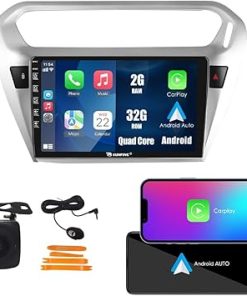 Dash Camera-KUNFINE-Kunfine Car CarPlay Android Auto Navigation Stereo GPS Radio Reverse Camera Display 9″ IPS Touchscreen Headunit Tablet Pad Media Player For Peugeot 301 2013-2022- if Applicable Quad Core 2G+32G Silver
