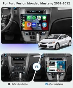 Dash Camera-podofo-8 CORE 6G+128G Car Radio for Ford Fusion Mondeo Mustang 2009-2012 with Wireless CarPlay Android Auto- 10.1″ 1280 * 720P IPS Touch Screen Stereo Android 13 GPS WiFi Bluetooth DSP SWC Backup Camera 2