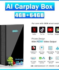 Dash Camera-KUNFINE-KUNFINE Wireless Plug and Play CarPlay/Android Auto AI Box with Android 10 Octa Core 4G Ram 64G ROM Bluetooth 5.0/4.2(Dual) WiFi Navi GPS HD Video Output for OEM Car Wired Carplay Touchscreen Stereo 2