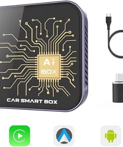 Dash Camera-Unbktom-Wireless Carplay Adapter and Android Auto AI Box Lite for Factory Wired Carplay Cars Android 10.0 Car Smart Box Support Netflix & YouTube & TF Card Plug and Play Low Latency Car Streaming Box