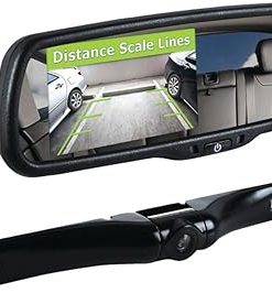 Dash Camera-Pyle-Pyle Backup Car Camera Rear View Mirror Screen Monitor System with Parking & Reverse Safety Distance Scale Lines- OEM Fit