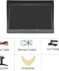 Dash Camera-Hikity-Hikity 10 Inch Small Monitor Screen Video Displays Quad Split HD Screen- 4 Channels RCA Video Inputs for Car Backup Camera & Home Surveillance Security System + Headrest Mounting Bracket & Dash Stand 2