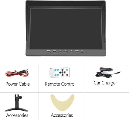 Dash Camera-Hikity-Hikity 10 Inch Small Monitor Screen Video Displays Quad Split HD Screen- 4 Channels RCA Video Inputs for Car Backup Camera & Home Surveillance Security System + Headrest Mounting Bracket & Dash Stand 2 Dash Camera-Hikity-Hikity 10 Inch Small Monitor Screen Video Displays Quad Split HD Screen- 4 Channels RCA Video Inputs for Car Backup Camera & Home Surveillance Security System + Headrest Mounting Bracket & Dash Stand - Image 2