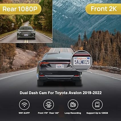 Dash Camera-FITCAMX-Fitcamx Front 2K and Rear 1080P Dash Cam Suitable for Toyota Avalon 2019 2020 2021 2022 Limited Touring XLE TRD XSE- OEM Style 2 Dash Camera-FITCAMX-Fitcamx Front 2K and Rear 1080P Dash Cam Suitable for Toyota Avalon 2019 2020 2021 2022 Limited Touring XLE TRD XSE- OEM Style - Image 2