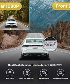 Dash Camera-FITCAMX-Fitcamx Front 2K+Rear 1080P Dash Cam Suitable for Honda Accord 2023 2024 2025 Hybrid Sport LX EX Touring EX-L (Gen11)- OEM Look 2