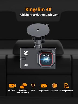 Dash Camera-Kingslim-Dash Cam Front and Rear with WiFi – Kingslim D2 Pro 4K Single Front/2K+1080P Front and Rear Dual Dashcam for Cars with Night Vision and 24H Parking Monitor- 256GB Max Supported 2 Dash Camera-Kingslim-Dash Cam Front and Rear with WiFi - Kingslim D2 Pro 4K Single Front/2K+1080P Front and Rear Dual Dashcam for Cars with Night Vision and 24H Parking Monitor- 256GB Max Supported - Image 2