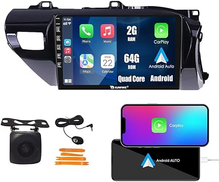 Dash Camera-KUNFINE-Kunfine Car CarPlay Android Auto Navigation Stereo GPS Radio Reverse Camera Display 10″ IPS Touchscreen Headunit Tablet Pad Media Player for Toyota Hilux 2015-2020 RHD- if Applicable Quad Core 2G+64G Dash Camera-KUNFINE-Kunfine Car CarPlay Android Auto Navigation Stereo GPS Radio Reverse Camera Display 10" IPS Touchscreen Headunit Tablet Pad Media Player for Toyota Hilux 2015-2020 RHD- if Applicable Quad Core 2G+64G