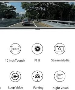 Dash Camera-MACHSWON-Large Touch Screen 1080P Loop Recording G-Sensor Parking Monitoring Ultra HD Car Video Recorder Reversing Support Motion Detection Dual Camera 170° Wide Angle 2