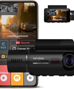 Dash Camera-REXING-REXING V3 Basic Dual Camera Front and Inside Cabin Infrared Night Vision Full HD 1080p WiFi Car Taxi Dash Cam with Supercapacitor- 2.7″ LCD Screen (V3 Basic – Without GPS)