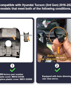 Dash Camera-FITCAMX-Fitcamx 4K Dash Cam for 2016-2021 Hyundai Tucson SE Sport Limited Value SEL Plus ECO D3100 (Auto Dimming Mirror)- OEM Factory Look 2