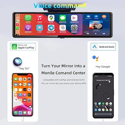 Dash Camera-A ANTCAM-Wireless Carplay Screen 11.26 Inch 4K FHD Rearview Mirror Driving Recorder with Voice Assistant- Airplay 2 Dash Camera-A ANTCAM-Wireless Carplay Screen 11.26 Inch 4K FHD Rearview Mirror Driving Recorder with Voice Assistant- Airplay - Image 2