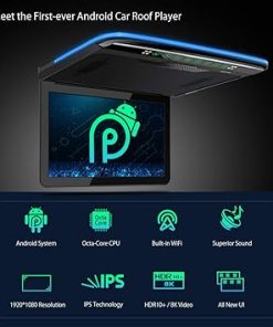 Dash Camera-XTRONS-XTRONS Android Car Overhead Player 13.3 Inch Wide IPS Screen Car Roof Mount Monitor Built-in Stereo Speakers Flip Down Overhead Car Monitor Support 8K Video- HDMI 2