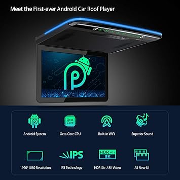 Dash Camera-XTRONS-XTRONS Android Car Overhead Player 13.3 Inch Wide IPS Screen Car Roof Mount Monitor Built-in Stereo Speakers Flip Down Overhead Car Monitor Support 8K Video- HDMI 2 Dash Camera-XTRONS-XTRONS Android Car Overhead Player 13.3 Inch Wide IPS Screen Car Roof Mount Monitor Built-in Stereo Speakers Flip Down Overhead Car Monitor Support 8K Video- HDMI - Image 2