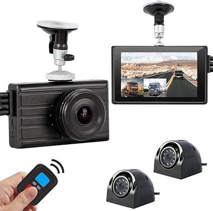 Dash Camera-VSYSTO-VSYSTO Upgrade 3CH Truck Dash Camera System DVR Recorder Waterproof Vehicle Backup Camera 1080P Front&Sides&Rear View Security Camera for Semi Truck Trailer Van RVs 3.0” Monitor Infrared Night Vision 3 Dash Camera-VSYSTO-VSYSTO Upgrade 3CH Truck Dash Camera System DVR Recorder Waterproof Vehicle Backup Camera 1080P Front&Sides&Rear View Security Camera for Semi Truck Trailer Van RVs 3.0'' Monitor Infrared Night Vision - Image 3