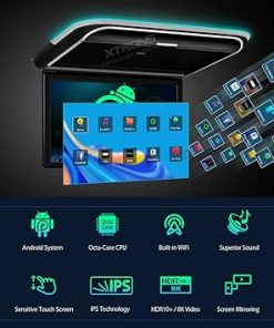 Dash Camera-XTRONS-XTRONS Android Car Overhead Player 15.6” Wide IPS Touch Screen 8K Video Car Roof Mount Monitor with Built-in Stereo Speakers Flip Down Overhead Car Monitor Support Bluetooth- WiFi 2