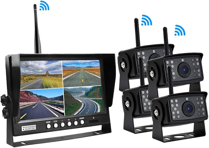 Dash Camera-EVERSECU-EVERSECU 4pcs Digital HD 1080P Wireless Car Backup Camera with 9 inch 4ch Quad Display Monitor/Car DVR/Dash Monitor/Vehicle Video Recorder for RV/SUV/Van/Pickup/Truck/Trailer Rear/Side/Front View 3 Dash Camera-EVERSECU-EVERSECU 4pcs Digital HD 1080P Wireless Car Backup Camera with 9 inch 4ch Quad Display Monitor/Car DVR/Dash Monitor/Vehicle Video Recorder for RV/SUV/Van/Pickup/Truck/Trailer Rear/Side/Front View - Image 3