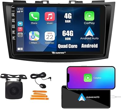 Dash Camera-KUNFINE-Kunfine Car CarPlay Android Auto Navigation Stereo GPS Radio Reverse Camera Display 9″ IPS Touchscreen Headunit Tablet Pad Media Player for Suzuki Swift 2010-2016- if Applicable Quad Core 4G+64G Dash Camera-KUNFINE-Kunfine Car CarPlay Android Auto Navigation Stereo GPS Radio Reverse Camera Display 9" IPS Touchscreen Headunit Tablet Pad Media Player for Suzuki Swift 2010-2016- if Applicable Quad Core 4G+64G