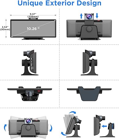 Dash Camera-Westods-Upgraded 10.26″ Wireless Carplay Screen & Android Auto with 2.5K Dash Cam- 1080P Backup Camera 3 Dash Camera-Westods-Upgraded 10.26" Wireless Carplay Screen & Android Auto with 2.5K Dash Cam- 1080P Backup Camera - Image 3