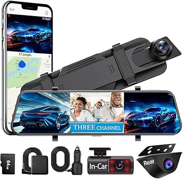 Dash Camera-QOZ-Mirror Dash Camera for Car 3 Channel 2.5K+1080P+1080P w/GPS WiFi APP Reverse Assist IR Night Vision G-Sensor Loop Recording Time Lapse Parking Monitor (10 inch) Dash Camera-QOZ-Mirror Dash Camera for Car 3 Channel 2.5K+1080P+1080P w/GPS WiFi APP Reverse Assist IR Night Vision G-Sensor Loop Recording Time Lapse Parking Monitor (10 inch)