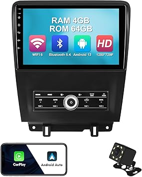 Dash Camera-FeirTon-4+64G 10.1-inch Android 13 WiFi 6 Car Stereo for Ford Mustang 2010 2011 2012 2013 2014 IPS Touchscreen Screen Bluetooth 5.4 Car Radio with Carplay & Android Auto Support Backup Camera FM Navi SWC Dash Camera-FeirTon-4+64G 10.1-inch Android 13 WiFi 6 Car Stereo for Ford Mustang 2010 2011 2012 2013 2014 IPS Touchscreen Screen Bluetooth 5.4 Car Radio with Carplay & Android Auto Support Backup Camera FM Navi SWC