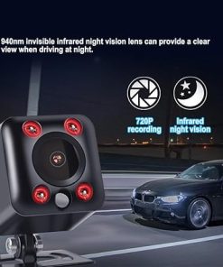 Dash Camera-VSYSTO-VSYSTO 4CH Backup Camera- 7” Monitor 1/2/3/4 Split Screen Display Truck Dash Cam Vehicle DVR 720P Front & Sides & Rear Camera Infrared Night Vision Lens for Semi Trailer Van Tractor RV (Black-X7H) 2