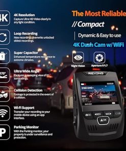 Dash Camera-REXING-REXING V1 – 4K Ultra HD Car Dash Cam 2.4″ LCD Screen- Wi-Fi 2