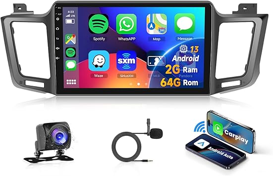 Dash Camera-VECHTEL-2G+64G for Toyota RAV4 2013-2019 Android 13 Car Stereo with Wireless Carplay Android Auto- 10.1 Inch Touch Screen Car Radio Support GPS/WiFi/Bluetooth/FM/Voice Control/SWC/Backup Camera Dash Camera-VECHTEL-2G+64G for Toyota RAV4 2013-2019 Android 13 Car Stereo with Wireless Carplay Android Auto- 10.1 Inch Touch Screen Car Radio Support GPS/WiFi/Bluetooth/FM/Voice Control/SWC/Backup Camera
