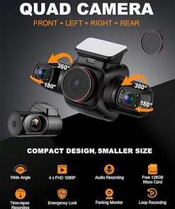 Dash Camera-PRUVEEO-PRUVEEO 360 Degree View 4 Channel Dash Cam Front and Rear Inside Left Right- Dash Camera for Cars with CPL 2