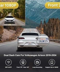 Dash Camera-FITCAMX-Fitcamx Front 2K+Rear 1080P Dash Cam Adapts for Volkswagen Arteon 2019-2024 S SE SEL Premium R-line 4motion- OEM Look 2