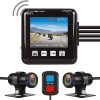 Dash Camera-VSYSTO-VSYSTO WiFi Motorcycle Dash Cam- 2 Inch Screen All Waterproof HD 1080P WDR SONYIMX307 150° Wide Angle Fisheye Lens Front and Rear Camera with GPS