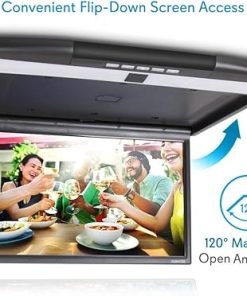 Dash Camera-Pyle-Pyle Car Overhead Monitor Screen Display – 17.3 inch. LCD Vehicle Flip Down Roof Mount Console – HDMI TV Player Control Panel w/ Built-in IR Transmitter for Wireless IR Headphone – Pyle PLRV1725 2