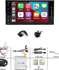 Dash Camera-IKASEFU-7 inch Android 13 Wireless CarPlay Android Auto Car Radio Receiver for Toyota 4 Runner 2003-2009- 4+64G Touch Screen Double Din Car Stereo with GPS Navigation WiFi Bluetooth AHD Backup Camera Mic 2