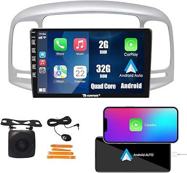 Dash Camera-KUNFINE-Kunfine Car CarPlay Android Auto Navigation Stereo GPS Radio Reverse Camera Display 9″ IPS Touchscreen Headunit Tablet Pad Media Player for Hyundai Accent 2006-2011- if Applicable Quad Core 2G+32G Dash Camera-KUNFINE-Kunfine Car CarPlay Android Auto Navigation Stereo GPS Radio Reverse Camera Display 9" IPS Touchscreen Headunit Tablet Pad Media Player for Hyundai Accent 2006-2011- if Applicable Quad Core 2G+32G