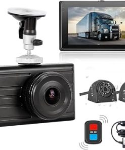 Dash Camera-VSYSTO-VSYSTO 3CH Truck Dash Cam- WiFi 3″ LCD Screen HD 1080P Front & 720P Sides Backup Camera