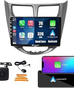 Dash Camera-KUNFINE-Kunfine Car CarPlay Android Auto Navigation Stereo GPS Radio Display 9″ IPS Touchscreen Headunit Tablet Pad Media Player for Hyundai Verna Accent Solaris 10-16- if Applicable Quad Core 2G+32G Silver