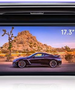 Dash Camera-ZBARK-17.3 Inch Car Overhead Monitor Ceiling Wide IPS Screen Android System Built in Stereo Speakers Flip Down Overhead Car Monitor Support Bluetooth 5.0 WiFi HDMI USB