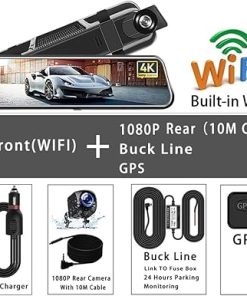 Dash Camera-LIWDK-10″ Mirror Dash Cam for Honda Accord 2013 2014 2015 2016 2017- Safe Driving 4K 1080P 32G Full Touch Screen Night Vision Loop Recording Wide Angle Recorder 2