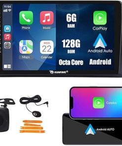 Dash Camera-KUNFINE-Car CarPlay Android Auto Navigation Stereo GPS Radio Reverse Camera Display 10″ IPS Touchscreen Headunit Tablet Pad Media Player for Honda Accord Crosstour 2008-2013- if Applicable Octa Core 6G+128G