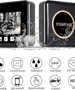 Dash Camera-VSYSTO-VSYSTO WiFi Motorcycle Dash Cam- 2 Inch Screen All Waterproof HD 1080P WDR SONYIMX307 150° Wide Angle Fisheye Lens Front and Rear Camera with GPS 2