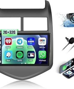 Dash Camera-CAMECHO-2G+32G Car Stereo Radio with Wireless CarPlay Android Auto for Chevrolet Chevy Sonic 2012-2015 Android 13 Radio 9″ Touch Screen Bluetooth Car Radio with GPS Navigation WiFi Mirror Link Backup Camera