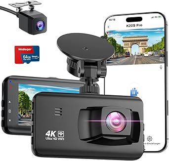 Dash Camera-WeBeqer-Dash Cam Front and Rear-4K Dual Dashcam with 64GB Card Dash Camera-WeBeqer-Dash Cam Front and Rear-4K Dual Dashcam with 64GB Card