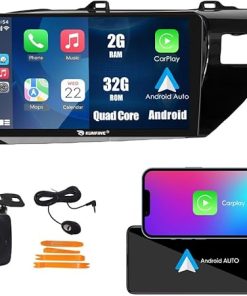 Dash Camera-KUNFINE-Kunfine Car CarPlay Android Auto Navigation Stereo GPS Radio Reverse Camera Display 10″ IPS Touchscreen Headunit Tablet Pad Media Player for Toyota Hilux 2015-2020 LHD- if Applicable Quad Core 2G+32G