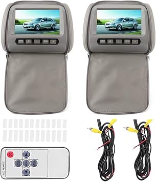 Dash Camera-Aramox-2pcs 7 in HD Car Headrest LCD Video Player with Zipper Closure Cover Remote Control MP5 Display Car Headrest Video Players Gray Dash Camera-Aramox-2pcs 7 in HD Car Headrest LCD Video Player with Zipper Closure Cover Remote Control MP5 Display Car Headrest Video Players Gray