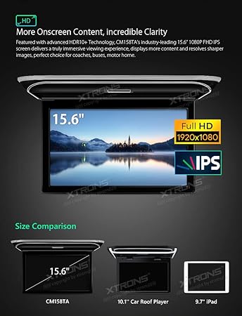 Dash Camera-XTRONS-XTRONS Android Car Overhead Player 15.6” Wide IPS Touch Screen 8K Video Car Roof Mount Monitor with Built-in Stereo Speakers Flip Down Overhead Car Monitor Support Bluetooth- WiFi 3 Dash Camera-XTRONS-XTRONS Android Car Overhead Player 15.6” Wide IPS Touch Screen 8K Video Car Roof Mount Monitor with Built-in Stereo Speakers Flip Down Overhead Car Monitor Support Bluetooth- WiFi - Image 3