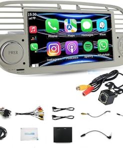 Dash Camera–7″ Touch Screen Car Radio Wireless Carplay&Android Auto Mirror Link GPS WiFi Support Reverse Video Bluetooth FM Rear USB Android System 1+32G Compatible with Fiat 500+12LED Camera Dash Camera–7″ Touch Screen Car Radio Wireless Carplay&Android Auto Mirror Link GPS WiFi Support Reverse Video Bluetooth FM Rear USB Android System 1+32G Compatible with Fiat 500+12LED Camera