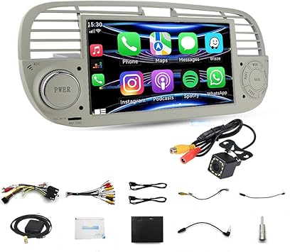 Dash Camera–7″ Touch Screen Car Radio Wireless Carplay&Android Auto Mirror Link GPS WiFi Support Reverse Video Bluetooth FM Rear USB Android System 1+32G Compatible with Fiat 500+12LED Camera Dash Camera--7" Touch Screen Car Radio Wireless Carplay&Android Auto Mirror Link GPS WiFi Support Reverse Video Bluetooth FM Rear USB Android System 1+32G Compatible with Fiat 500+12LED Camera