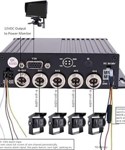 Dash Camera-JOINLGO-JOINLGO 4 Channel 256GB 1080P AHD HD Mobile Vehicle Car DVR Black Box Video Recorder Kit with 4pcs Waterproof Side Rear View Backup Night Vision Metal IR 2.0MP Car Camera 7″ HD Car Monitor 2